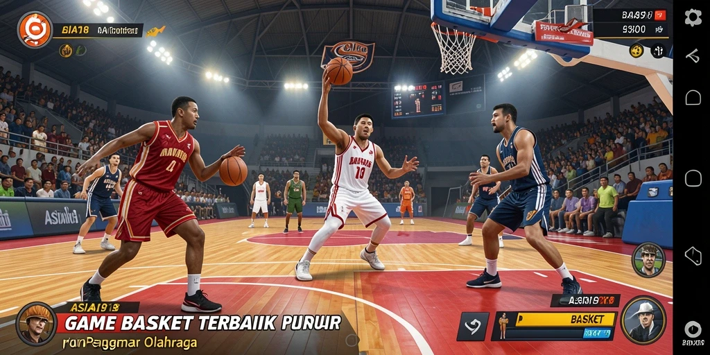 Antarmuka utama <strong>ASIA918</strong> dengan tampilan permainan basket yang dinamis.