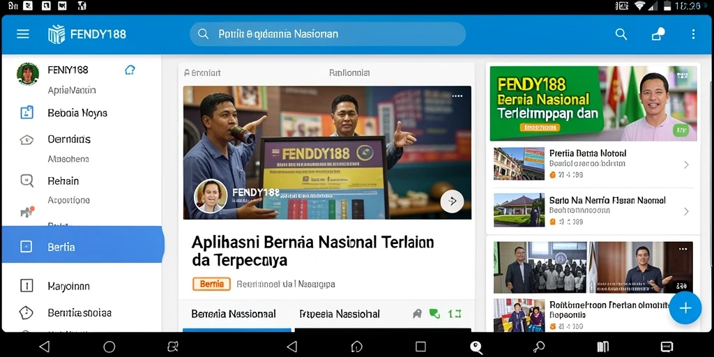Tampilan antarmuka utama aplikasi FENDY188 yang menyajikan berita nasional.