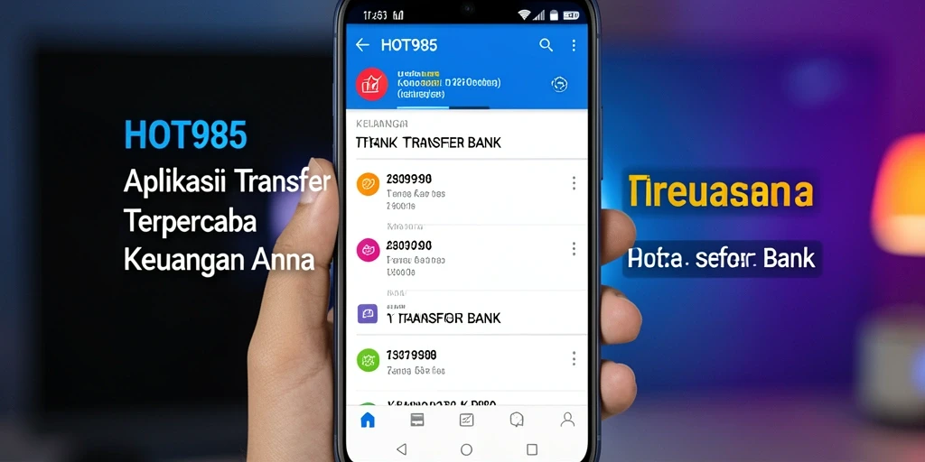 Screenshot aplikasi HOT985 menampilkan antarmuka Transfer Bank yang mudah digunakan.