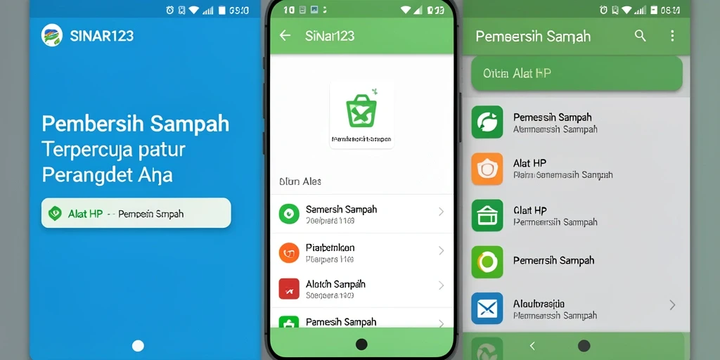 Tampilan antarmuka SINAR123 dengan fungsi Pembersih Sampah yang intuitif.