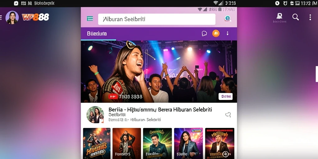Tampilan antarmuka WP888 yang menarik dan informatif tentang selebriti.